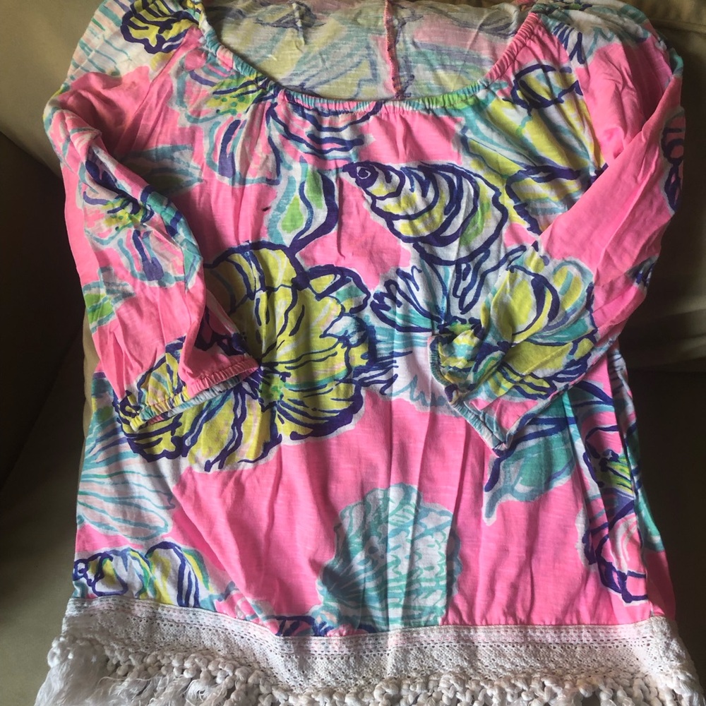 Lilly Pulitzer fringe tunic, top or beach, cover-up, size medium